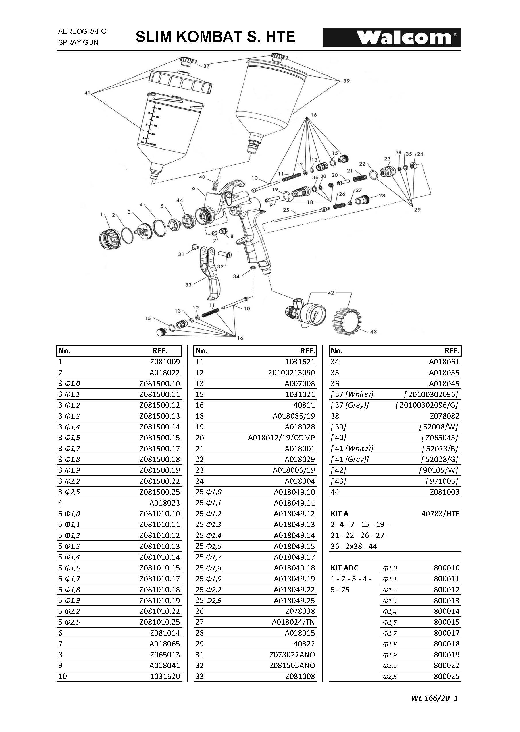 Walcom Slim Kombat Parts Diagram